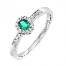 Gems One 14Kt White Gold Diamond (1/6Ctw) & Emerald (1/8 Ctw) Ring
