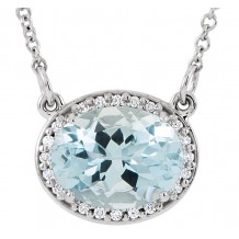 14K White Aquamarine & .04 CTW Diamond 16.5 Necklace