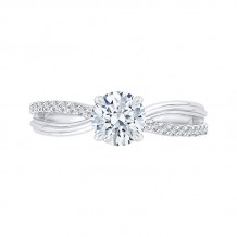Shah Luxury Round Diamond Engagement Ring with Split Shank In 14K White Gold (Semi-Mount)