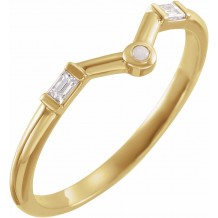 14K Yellow Opal & .08 CTW Diamond V Ring