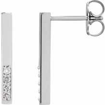 14K White .07 CTW Diamond Bar Earrings