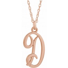 14K Rose Script Initial D 16-18 Necklace