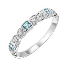 Gems One 14Kt White Gold Diamond (1/12Ctw) & Aquamarine (1/8 Ctw) Ring