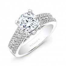 18k White Gold Prong and Channel Round Diamond Engagement Ring