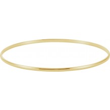 14K Yellow 2 mm Half Round Bangle 7 1/2 Bracelet