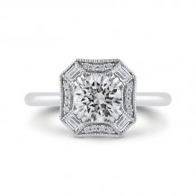 Shah Luxury 14K White Gold Round Diamond Halo Engagement Ring (Semi-Mount)