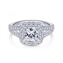 Gabriel & Co. 14k White Gold Contemporary Halo Engagement Ring