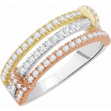 14K Tri-Color 1/2 CTW Diamond Ring