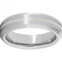 Serinium Beveled Edge Band with a 1mm Sterling Silver Inlay