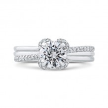 Shah Luxury 14K White Gold Round Diamond Floral Engagement Ring (Semi-Mount)