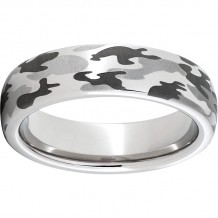 Serinium Domed Band with a Camo Laser Engraving