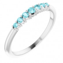 14K White Blue Zircon Stackable Ring