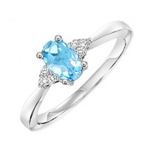 Gems One 10Kt White Gold Diamond (1/20Ctw) & Blue Topaz (1/2 Ctw) Ring
