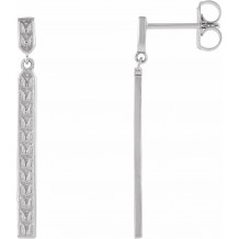 Platinum 29x2.4 mm Sculptural Bar Earrings