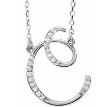 14K White 1/10 CTW Diamond Initial C 16 Necklace