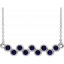 14K White Blue Sapphire Bezel-Set Bar 16-18 Necklace
