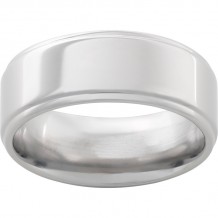 Titanium Flat Band with Grooved Edges and Polish Finish