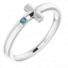 14K White Youth Alexandrite Sideways Cross Ring