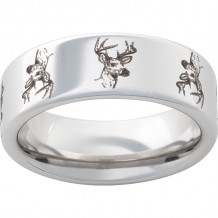Serinium Pipe Cut Band with Deer Head Laser Engraving
