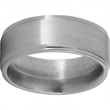 Titanium Flat Band with Grooved Edges and Satin Finish