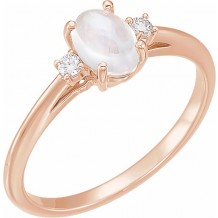 14K Rose Rainbow Moonstone & .06 CTW Diamond Ring