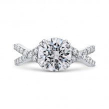 Shah Luxury 14K White Gold Round Diamond Engagement Ring with Split Shank (Semi-Mount)