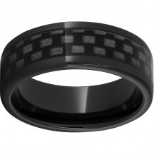 Black Diamond Ceramic Pipe Cut Band with 5mm Black Carbon Fiber Inlay