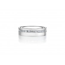 Henri Daussi 6mm Men's Wedding Band  Platinum White 1.27 Ctw