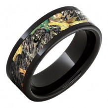 Jewelry Innovations Black Ceramic Pipe Cut Band with Mossy Oak