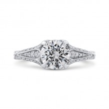 Shah Luxury Round Cut Diamond Vintage Engagement Ring In 14K White Gold (Semi-Mount)