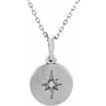 14K White .01 CT Diamond Starburst 16-18 Necklace