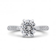 Shah Luxury 14K White Gold Round Cut Diamond Engagement Ring (Semi-Mount)