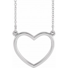 14K White 17x15.8 mm Heart 16 Necklace