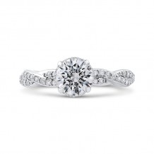 Shah Luxury 14K White Gold Round Diamond Floral Engagement Ring with Criss-Cross Shank (Semi-Mount)