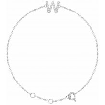14K White .07 CTW Diamond Initial W 6-7 Bracelet
