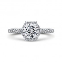 Shah Luxury 14K White Gold Round Diamond Halo Engagement Ring (Semi-Mount)