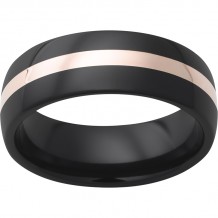 Black Diamond Ceramic Domed Band with 2mm 14K Rose Gold Inlay