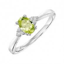 Gems One 10Kt White Gold Diamond (1/20Ctw) & Peridot (1/2 Ctw) Ring