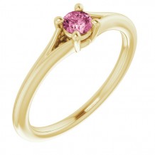 14K Yellow Pink Tourmaline Youth Solitaire Ring