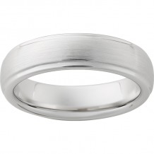 Serinium Domed Band with Grooved Edges and Satin Finish