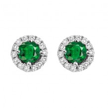 Gems One 14Kt White Gold Diamond (1/8Ctw) & Emerald (1/3 Ctw) Earring