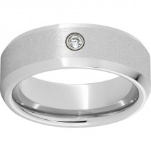 Serinium Beveled Edge Band with a .06R Diamond and Stone Finish