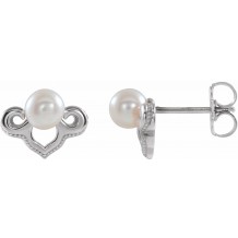 14K White Freshwater Cultured Pearl Earrings