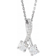 14K White 1/2 CTW Diamond Freeform 16-18 Necklace
