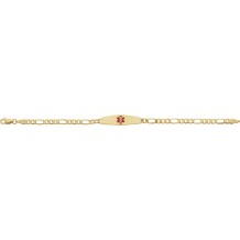 14K Yellow & Red Enamel Medical Identification 7 Bracelet