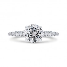 Shah Luxury 14K White Gold Round Diamond Engagement Ring with Milgrain (Semi-Mount)