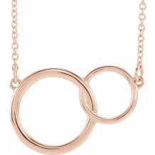 14K Rose 20x14 mm Interlocking Circle 16-18 Necklace