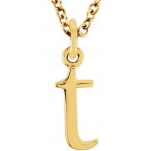 14K Yellow Lowercase Initial t 16 Necklace