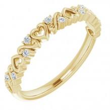 14K Yellow .08 CTW Heart Diamond Anniversary Band