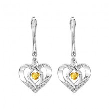 Gems One Silver Diamond (1/50 Ctw) & Created-Citrine Earring